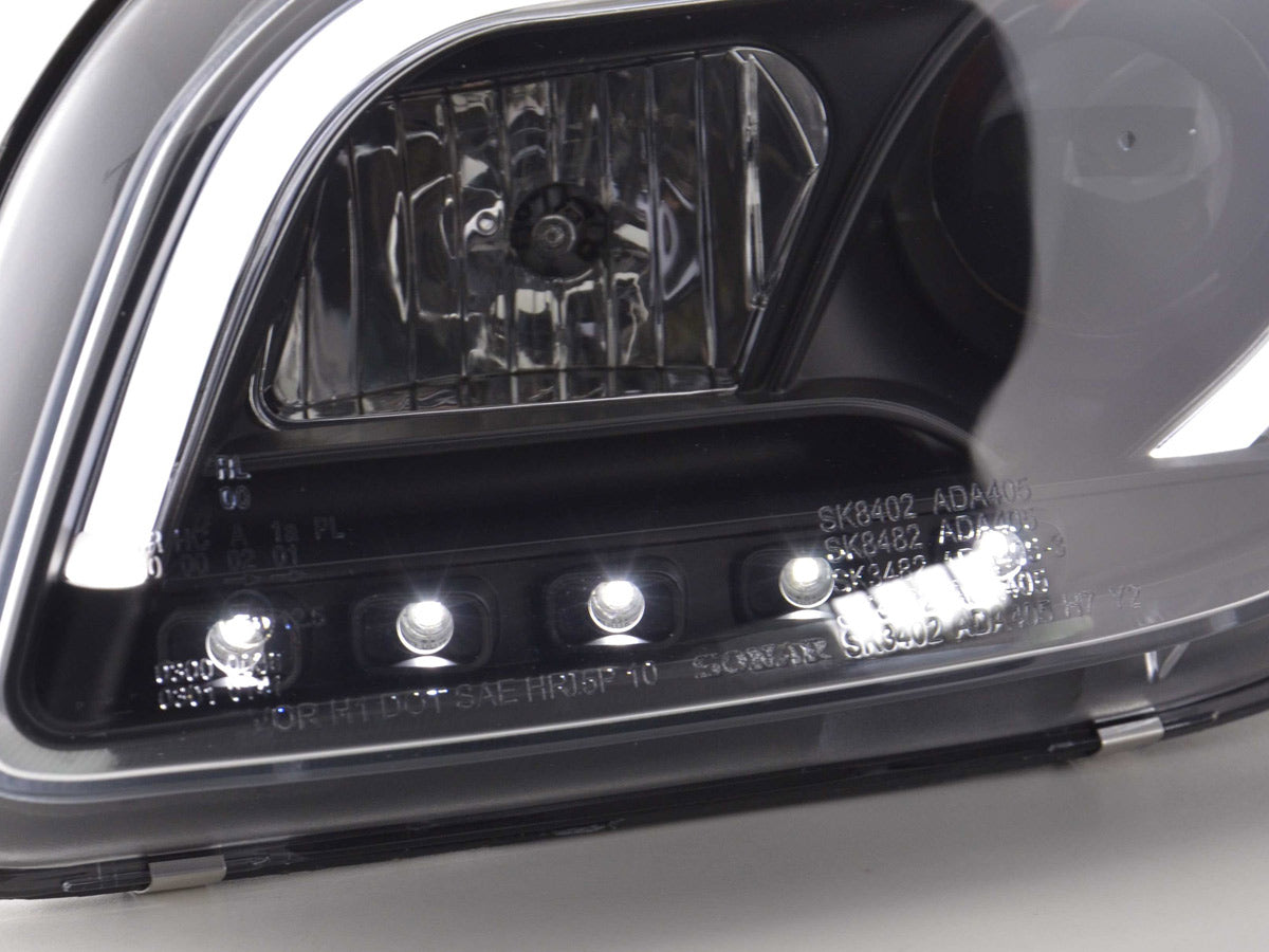 Scheinwerfer Set Daylight LED TFL-Optik Audi A4 Typ 8E 04-08 schwarz Scheinwerfer Set Daylight LED TFL-Optik Audi A4 Typ 8E 04-08 schwarz